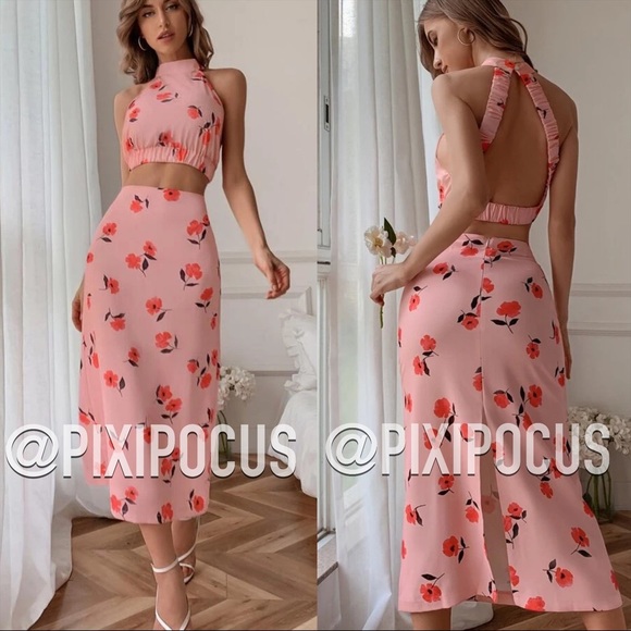 Zara Skirts Zara 2 Piece Linen Skirt Set Pink Poshmark